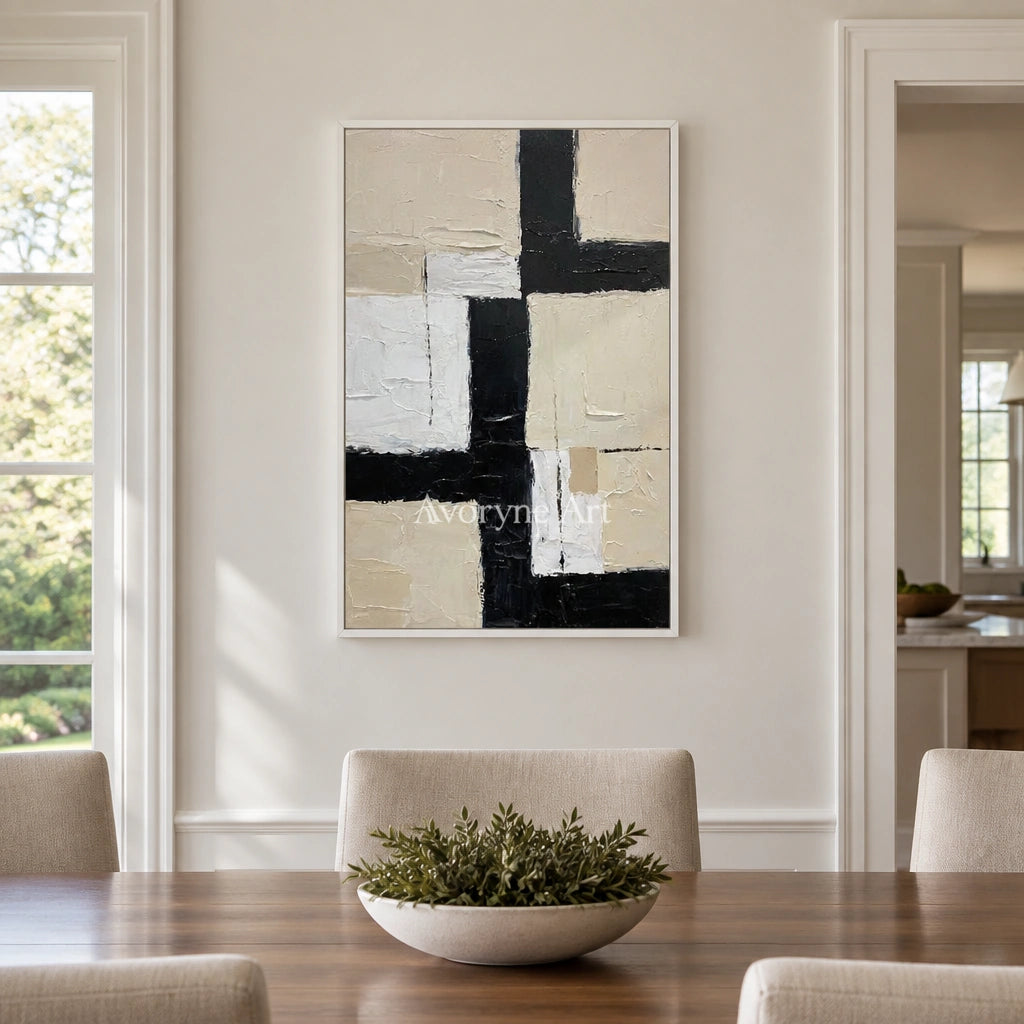Aster Palimpsest: Neutral Block Abstract — dining white