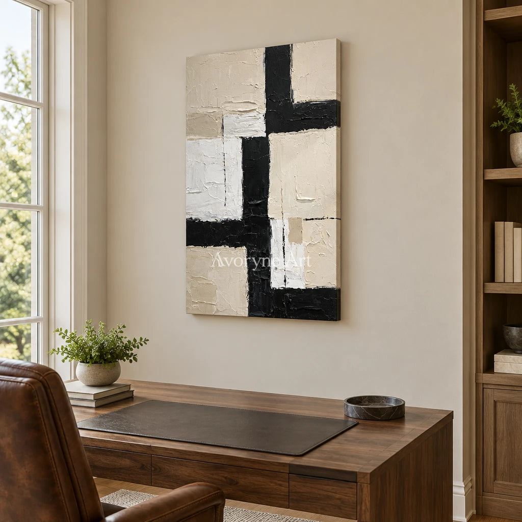 Aster Palimpsest: Neutral Block Abstract — office frameless