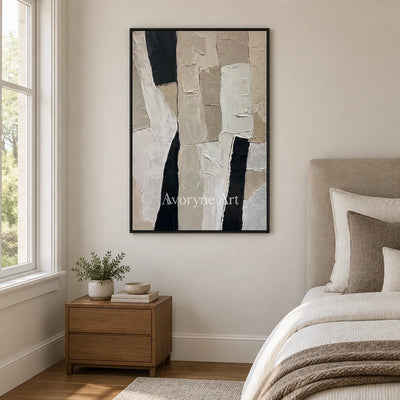 Aster Turn: Neutral Block Abstract — bedroom black