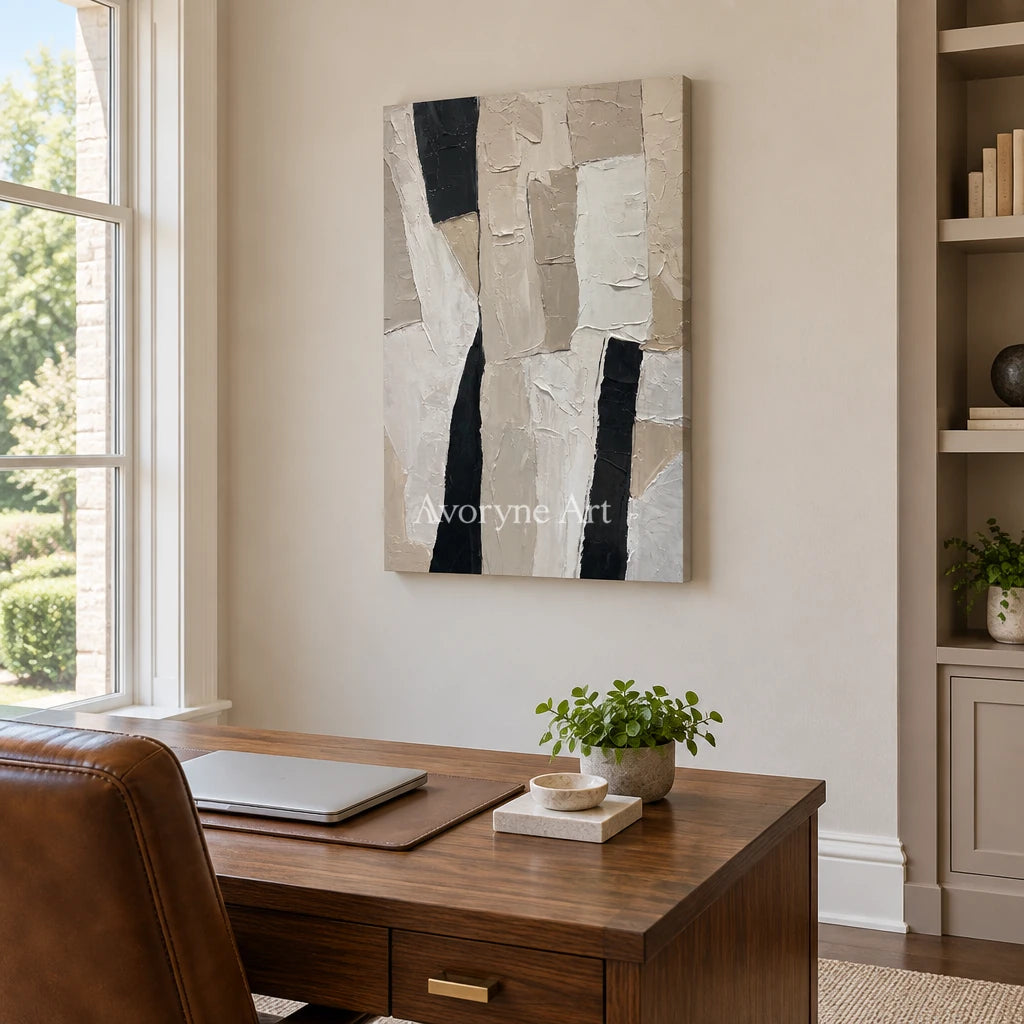 Aster Turn: Neutral Block Abstract — office frameless