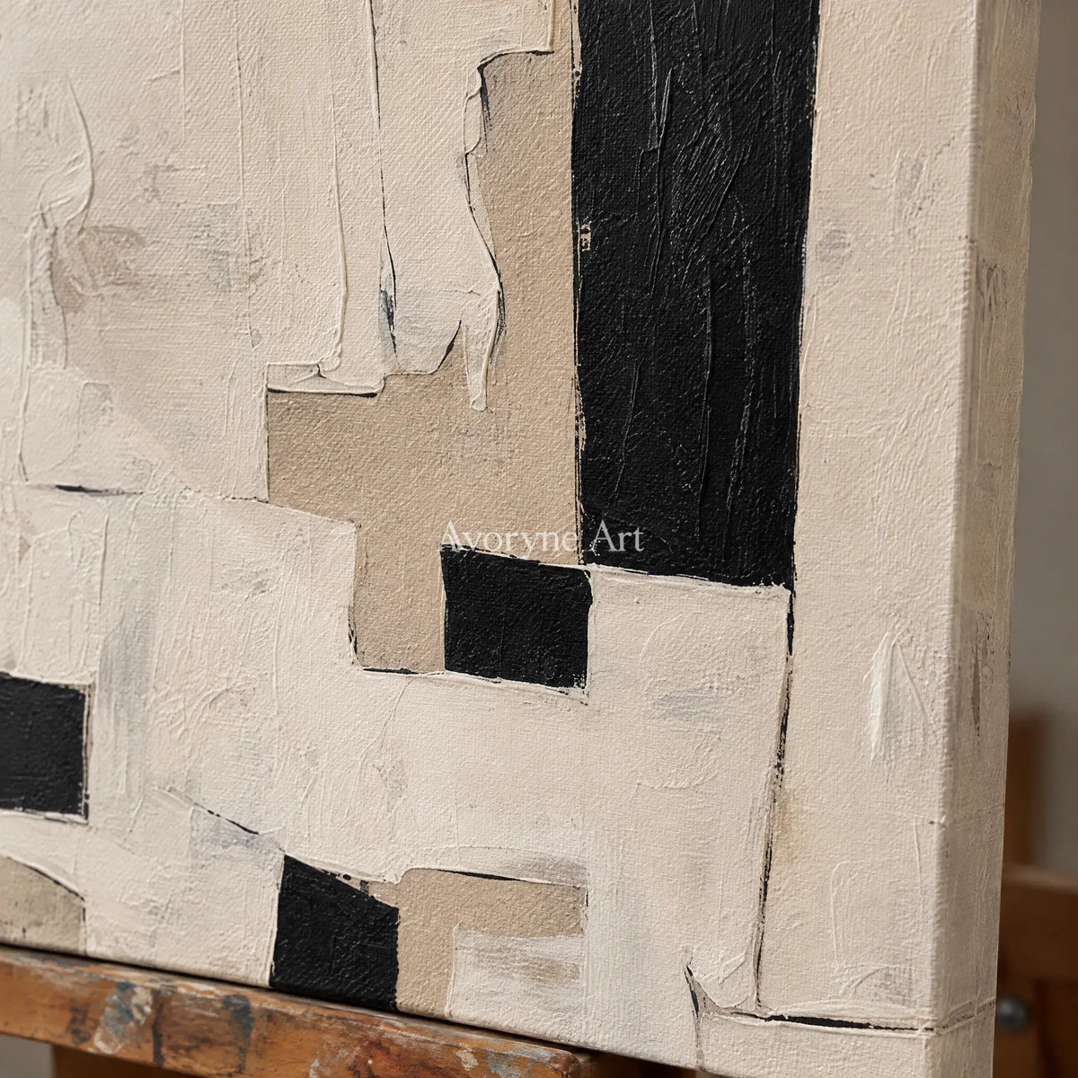 Aster Marsh: Neutral Block Abstract — detail easel