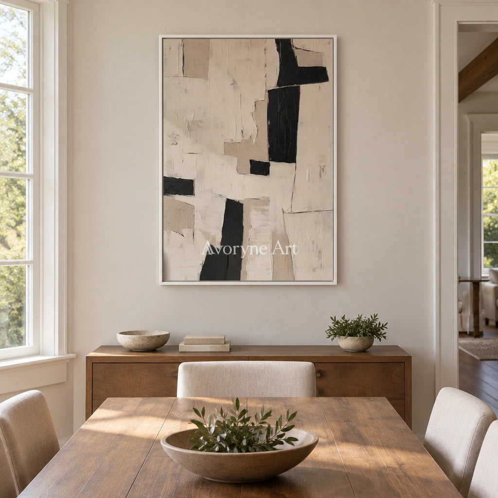 Aster Marsh: Neutral Block Abstract — dining white