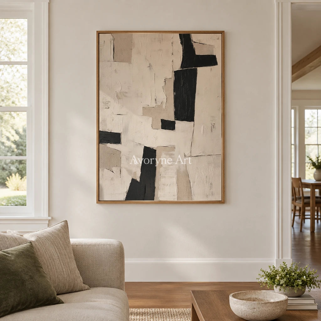 Aster Marsh: Neutral Block Abstract — villa wood