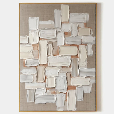 Misted Horizon, hand-painted neutral block relief wall art by Lukas Meyer