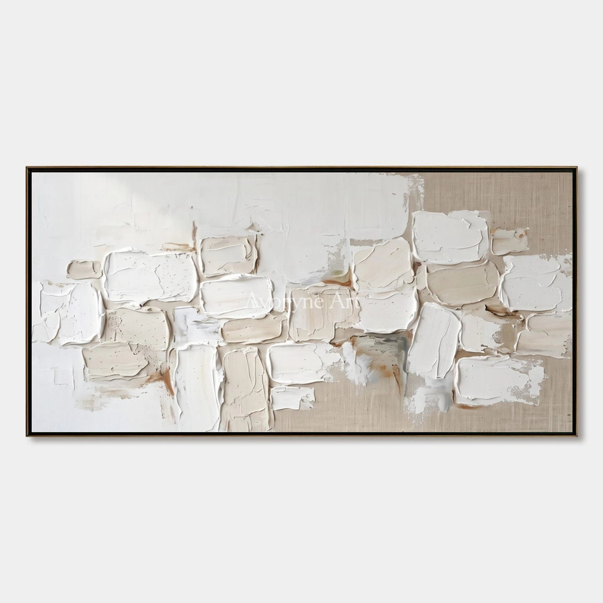 Misted Interval, hand-painted neutral block relief wall art by Lukas Meyer