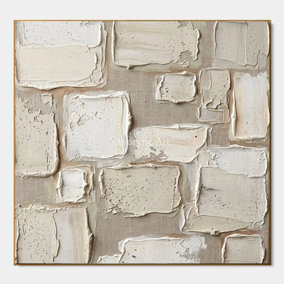 Misted Verse, hand-painted neutral block relief wall art by Lukas Meyer