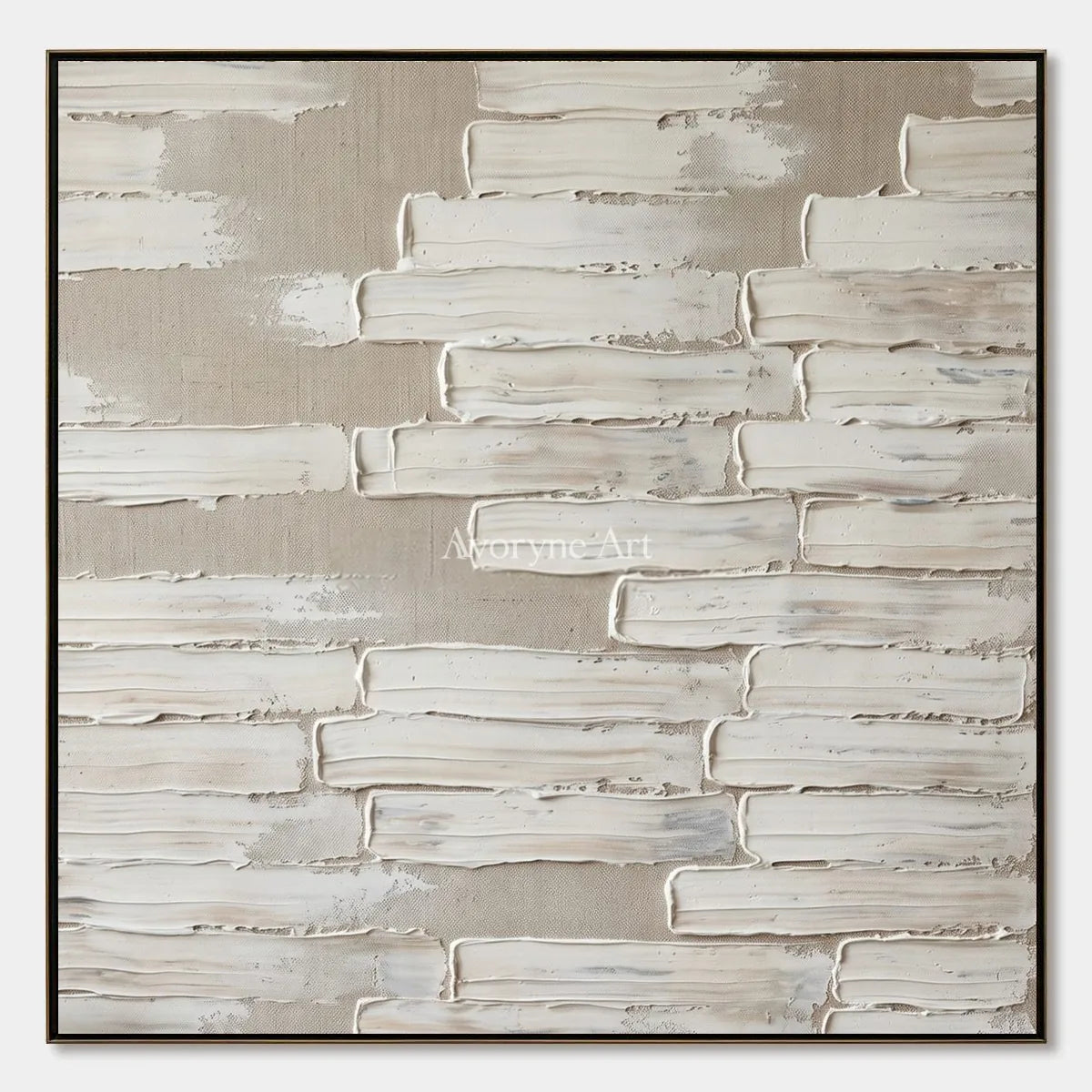 Misted Cadence, hand-painted neutral block relief wall art by Lukas Meyer