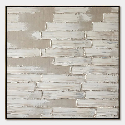 Misted Cadence, hand-painted neutral block relief wall art by Lukas Meyer