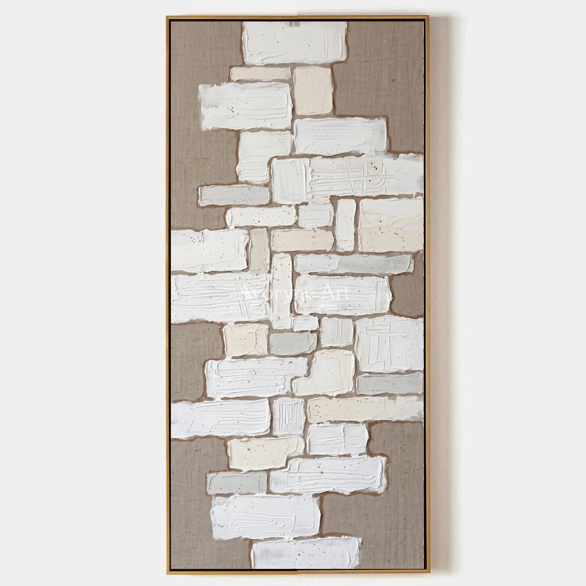 Misted Current, hand-painted neutral block relief wall art by Lukas Meyer