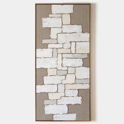 Misted Current, hand-painted neutral block relief wall art by Lukas Meyer