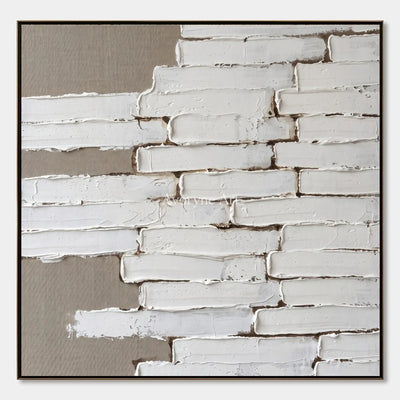 Misted Gesture, hand-painted neutral block relief wall art by Lukas Meyer