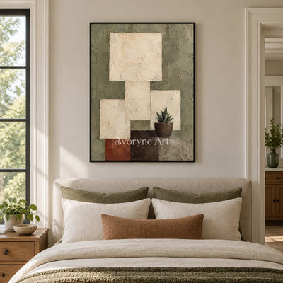Sage Alcove: Neutral Botanical Still Life Art — bedroom black