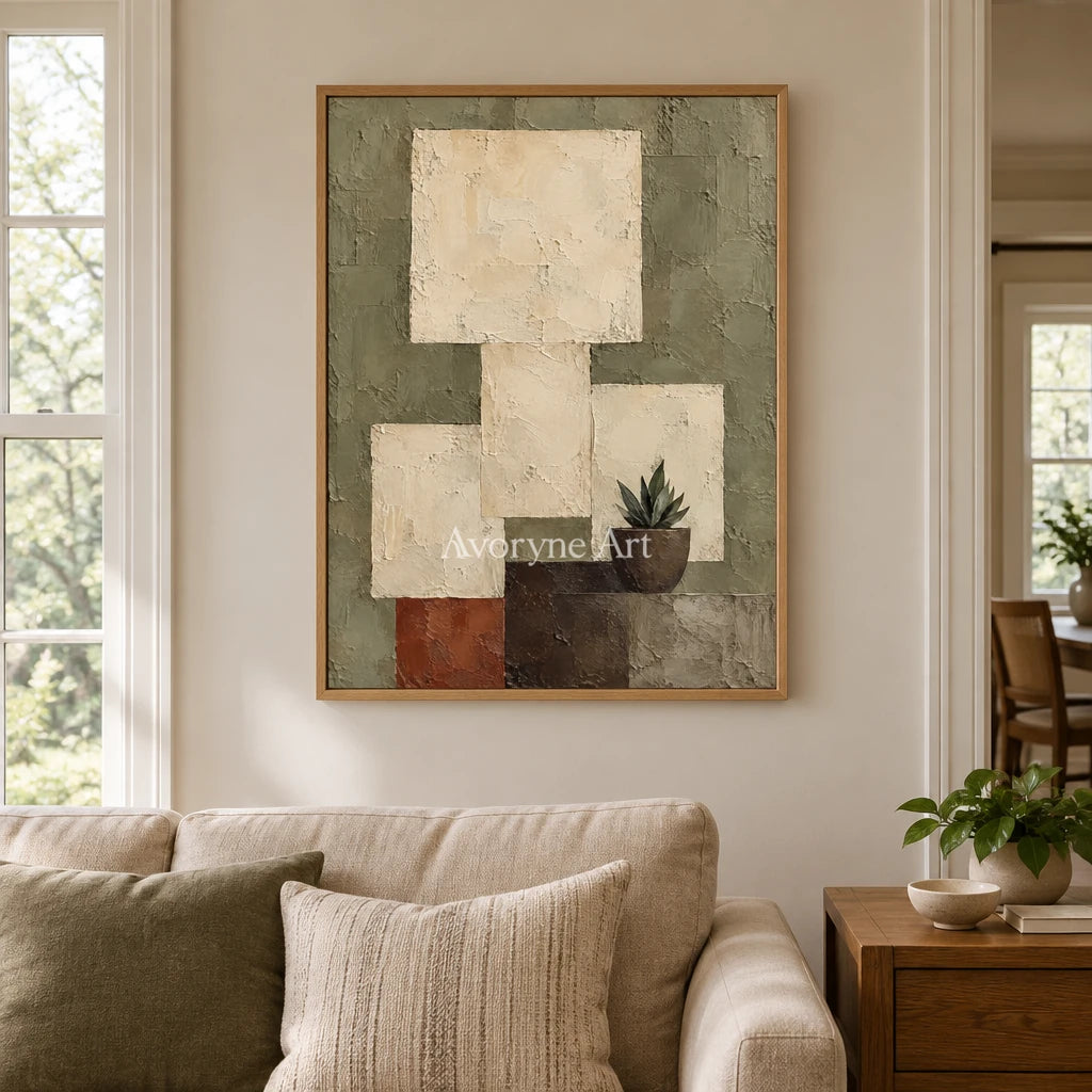 Sage Alcove: Neutral Botanical Still Life Art — villa wood