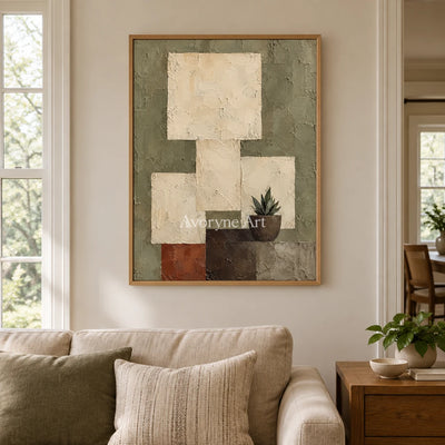 Sage Alcove: Neutral Botanical Still Life Art — villa wood