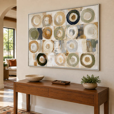 Ivory Gentle Passage: Neutral Circle Grid — entry silver