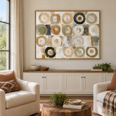 Ivory Gentle Passage: Neutral Circle Grid — villa wood