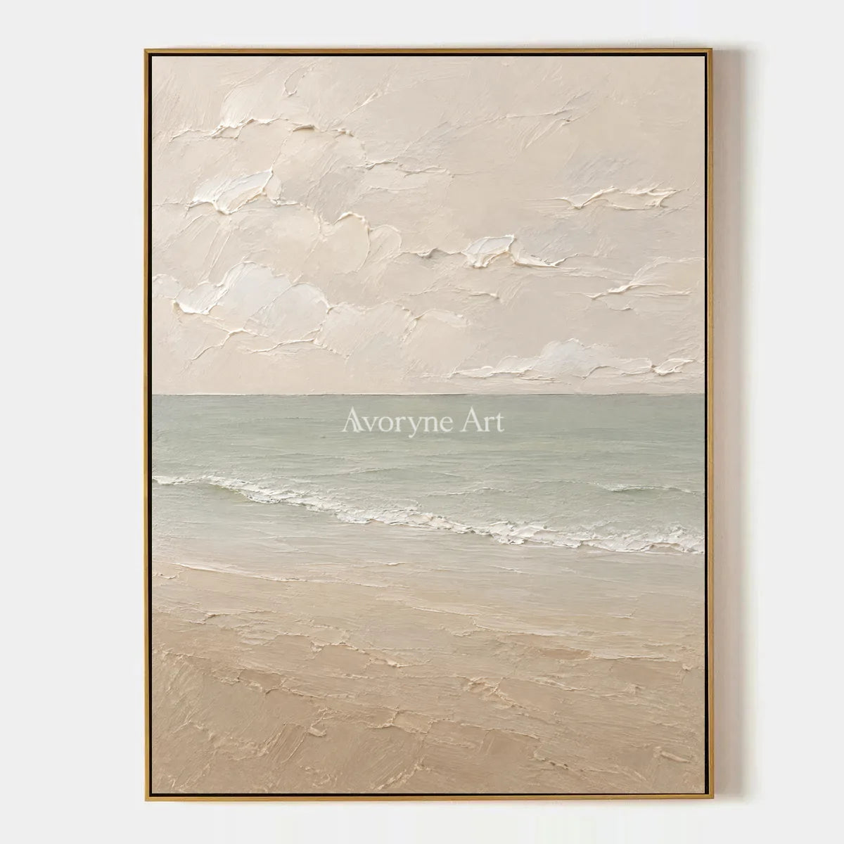 Muted Horizon: Neutral Coastal Landscape Wall Art — primary