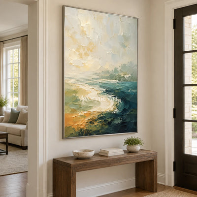 Shoreline Hush: Neutral Coastal Landscape Wall Art — entry silver