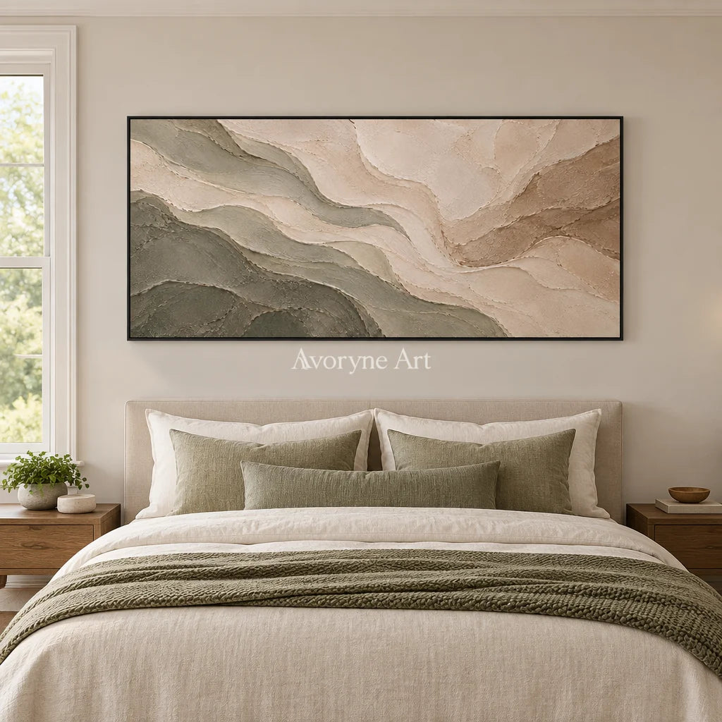 Aster Pebble: Neutral Coastal Relief — bedroom black