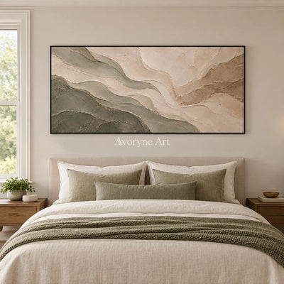 Aster Pebble: Neutral Coastal Relief — bedroom black