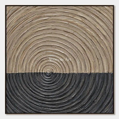 Orbit Ground: Neutral Concentric Relief Wall Art — primary