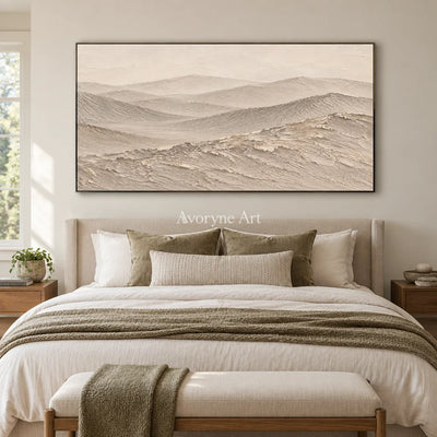 Dune Reverie: Neutral Desert Landscape Wall Art — bedroom black