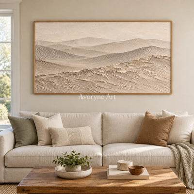 Dune Reverie: Neutral Desert Landscape Wall Art — villa wood