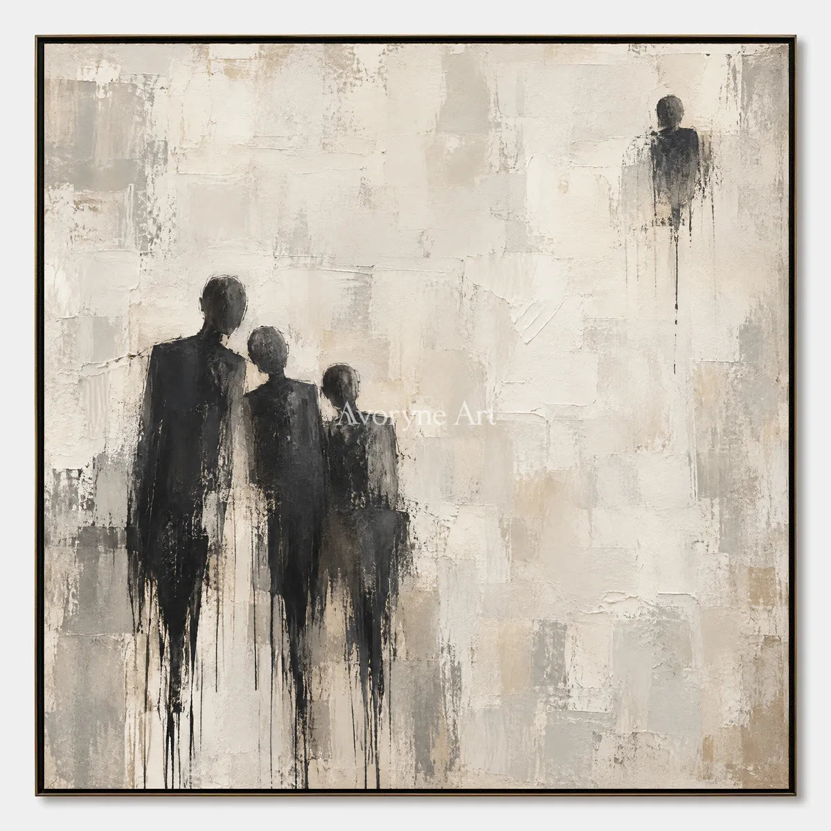 Distant Company: Neutral Figure Abstract Wall Art — primary