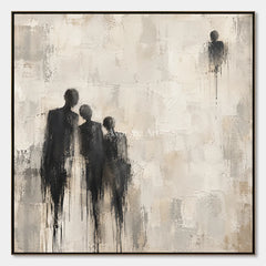 Distant Company, hand-painted neutral figure abstract wall art by Nadia Tan