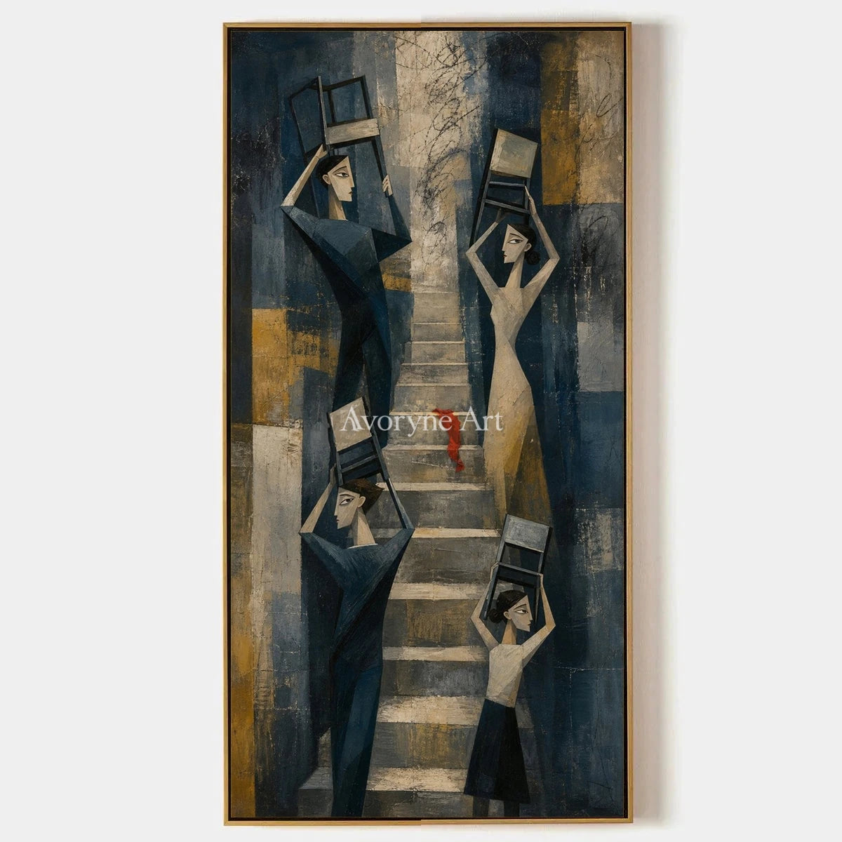 Blue Rhythm, hand-painted neutral figure wall art by Daniel Kowalski