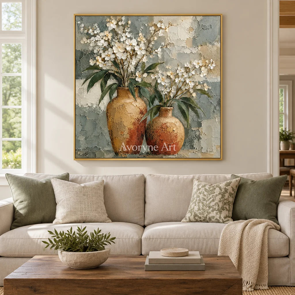 Pottery and Petals: Neutral Floral Still Life — living gold