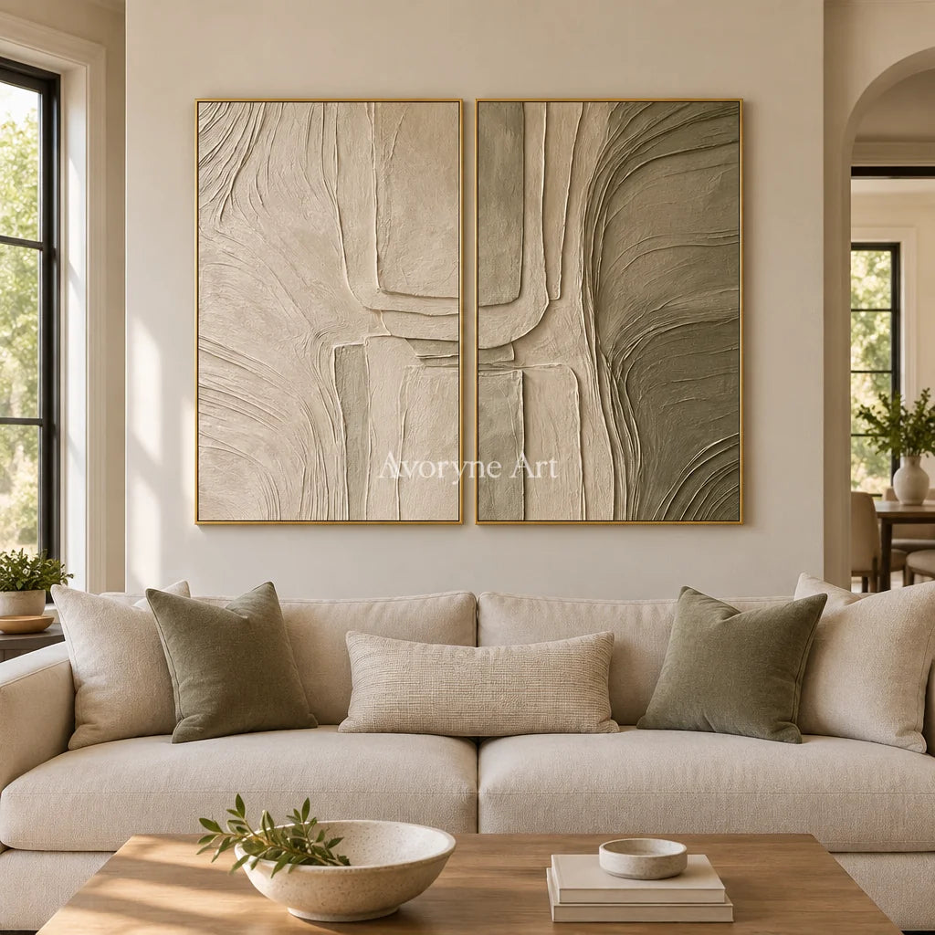 Aster Furrow: Neutral Fold Diptych — living gold