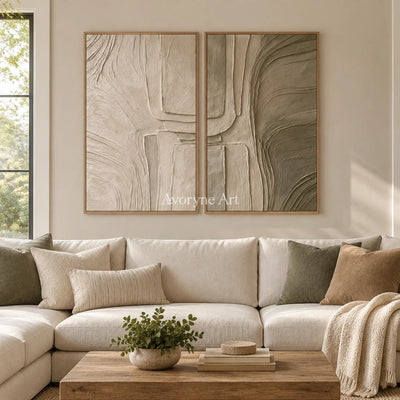 Aster Furrow: Neutral Fold Diptych — villa wood