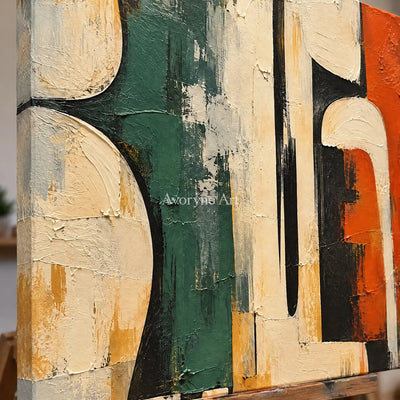 Sage Framework: Neutral Geometric Abstract Art — detail easel