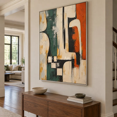 Sage Framework: Neutral Geometric Abstract Art — entry silver