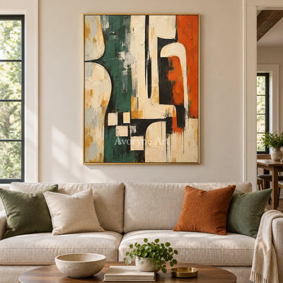 Sage Framework: Neutral Geometric Abstract Art — living gold