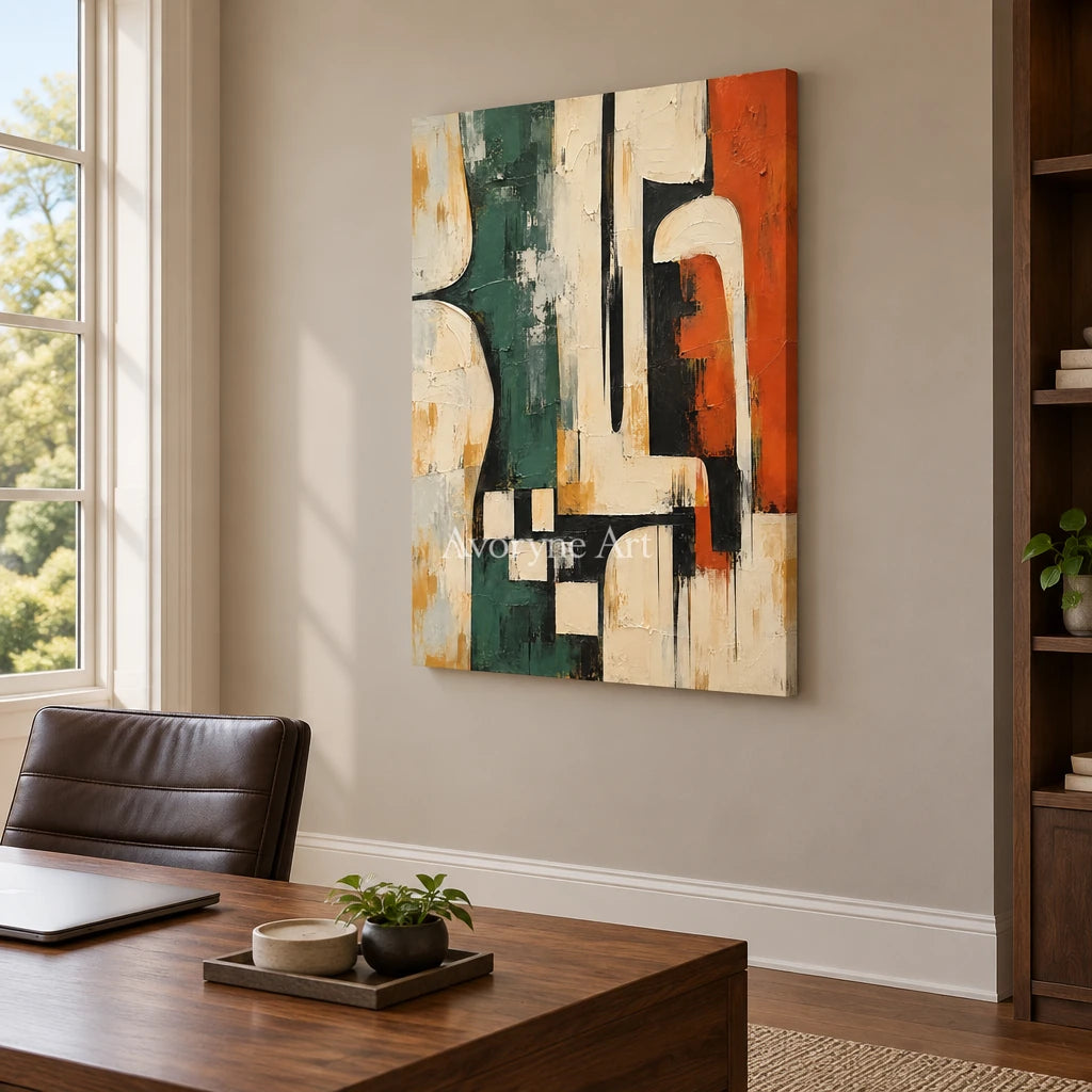 Sage Framework: Neutral Geometric Abstract Art — office frameless
