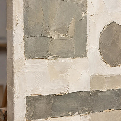 Sage Measure: Neutral Geometric Abstract Art — detail easel