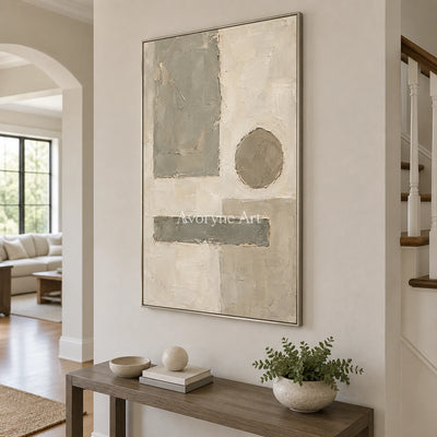 Sage Measure: Neutral Geometric Abstract Art — entry silver