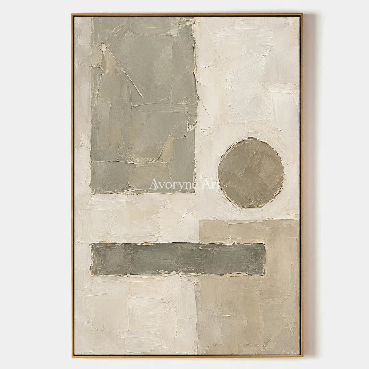 Sage Measure: Neutral Geometric Abstract Art — primary
