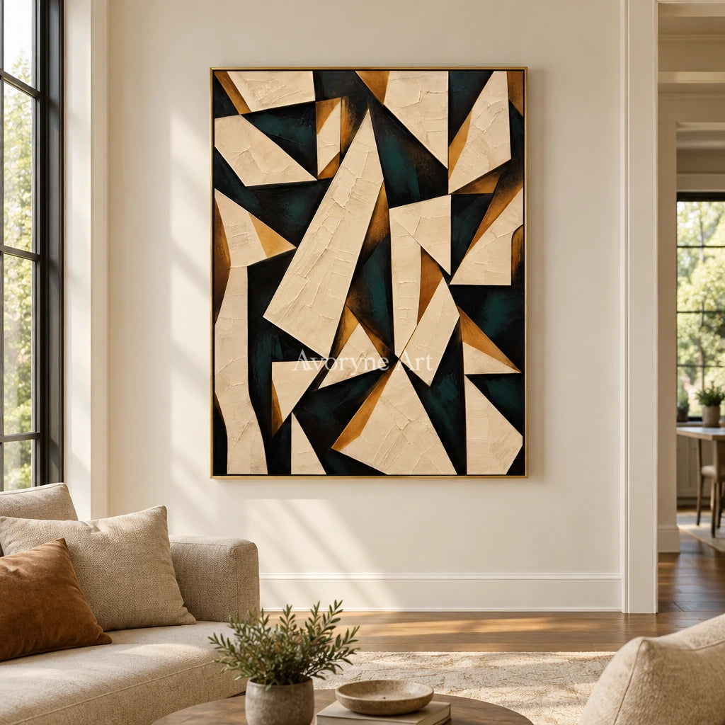Folded Angles: Neutral Geometric Abstract Wall Art — living gold
