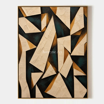 Folded Angles: Neutral Geometric Abstract Wall Art — primary