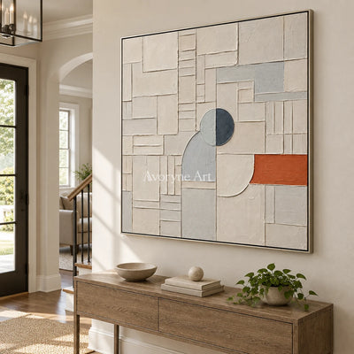 Arc Assembly: Neutral Geometric Grid Wall Art — entry silver