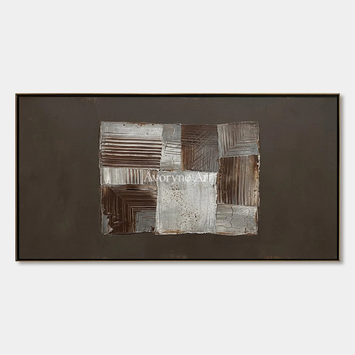 Hushed Refrain, hand-painted neutral geometric relief wall art by Lukas Meyer