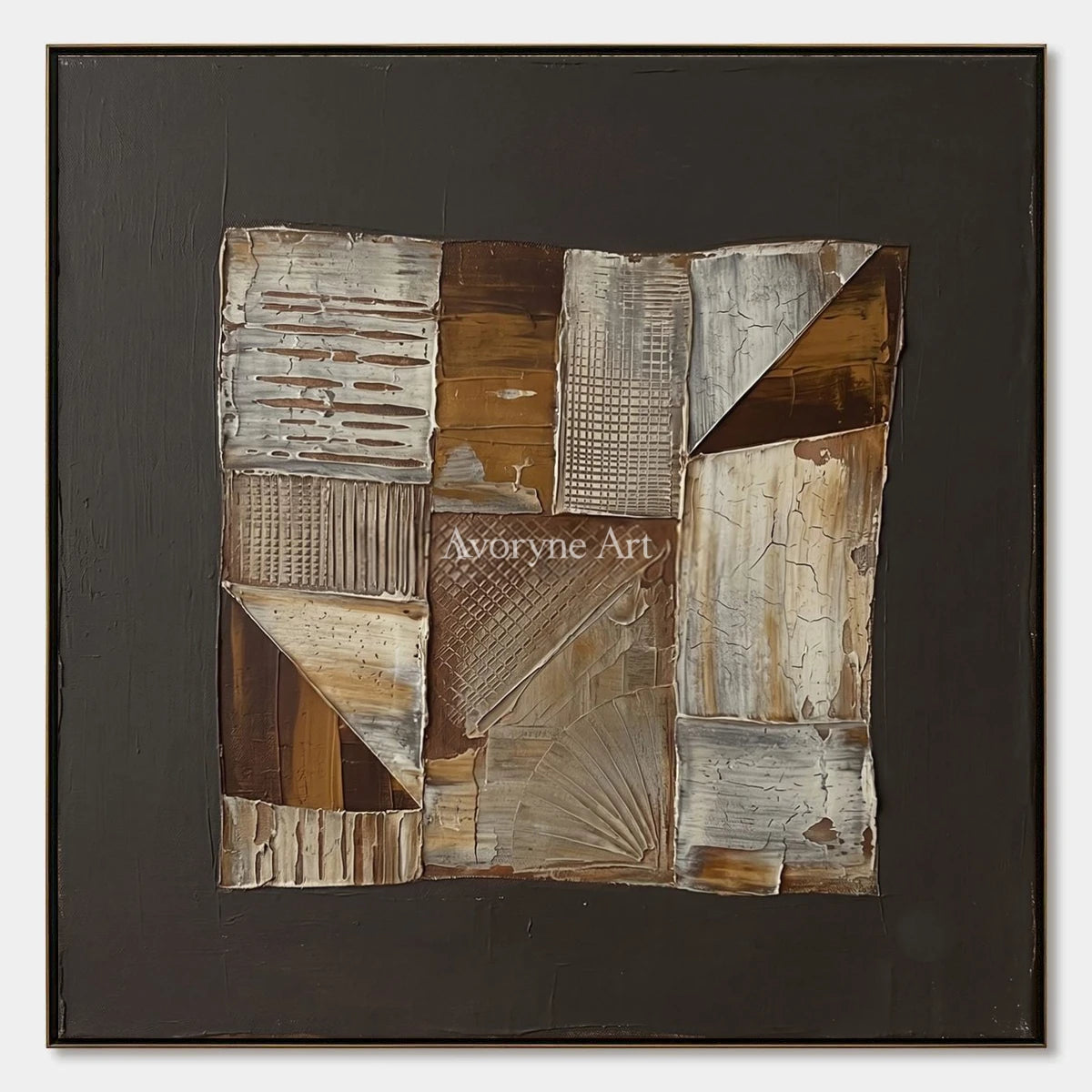 Hushed Verse, hand-painted neutral geometric relief wall art by Lukas Meyer