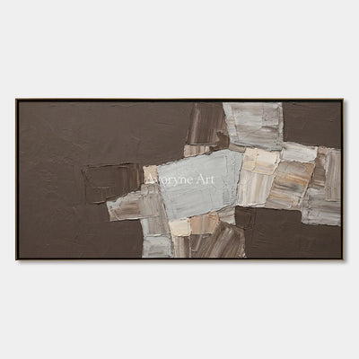 Hushed Sonata, hand-painted neutral geometric relief wall art by Lukas Meyer
