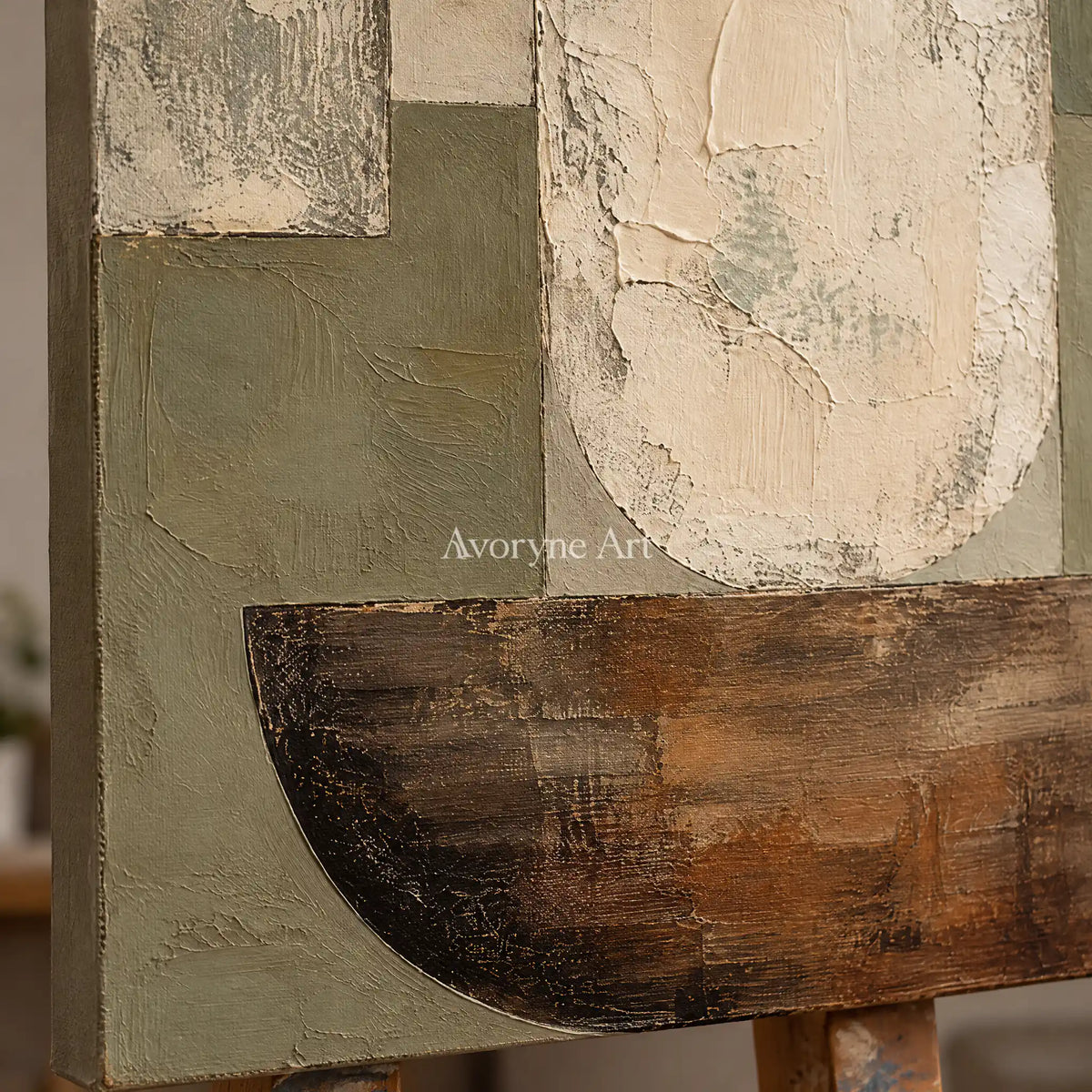 Earthen Vessel: Neutral Geometric Still Life — detail easel