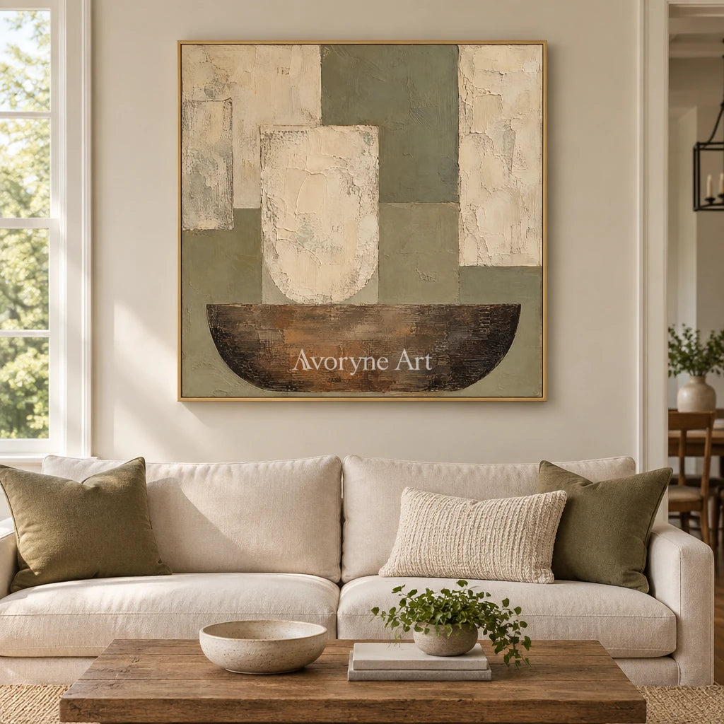 Earthen Vessel: Neutral Geometric Still Life — living gold