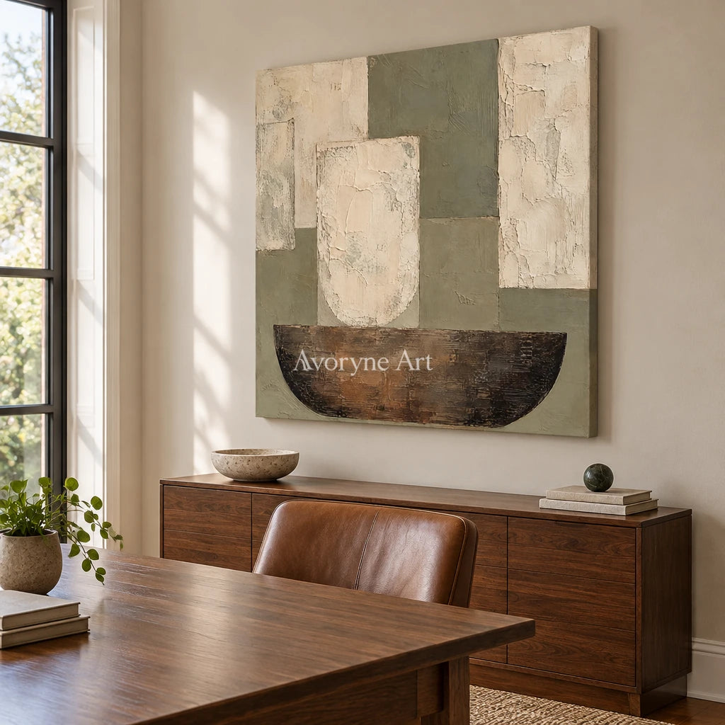 Earthen Vessel: Neutral Geometric Still Life — office frameless