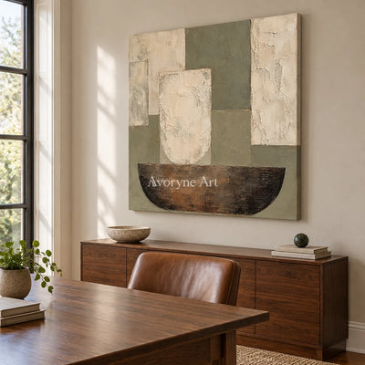 Earthen Vessel: Neutral Geometric Still Life — office frameless